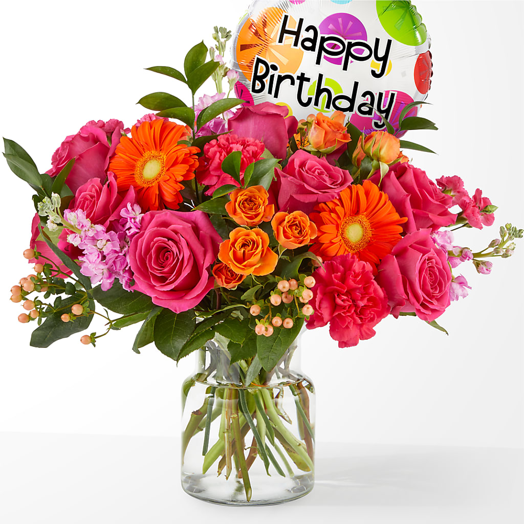 Fiesta Bouquet with Birthday Balloon – Albertsons Floral #0199, Boise ID