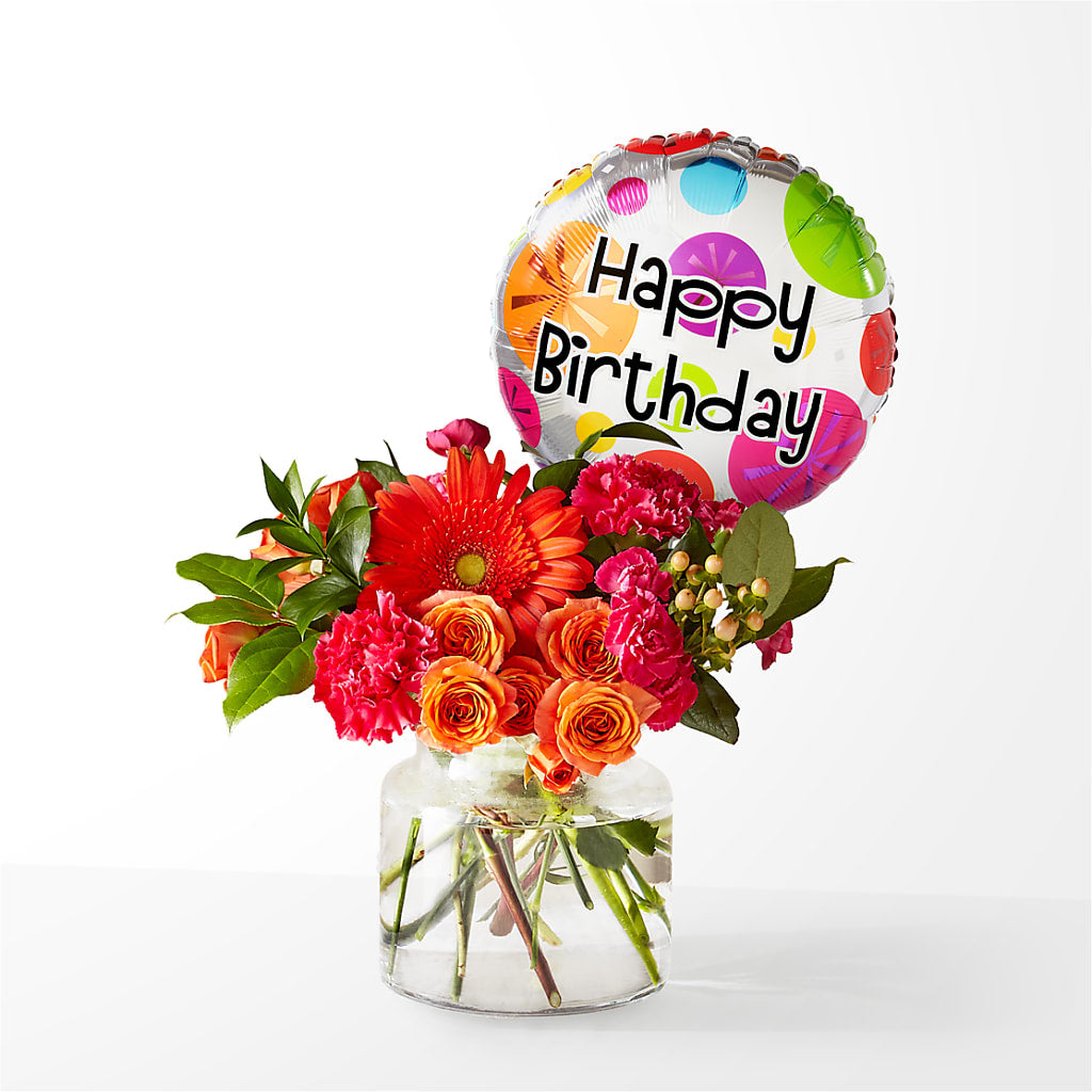 Fiesta Bouquet with Birthday Balloon – Albertsons Floral #0199, Boise ID