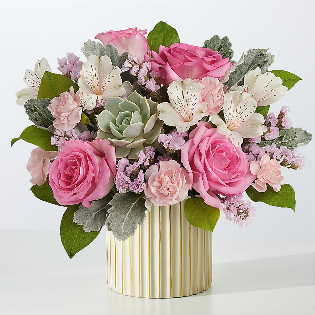 Dusty Rose Bouquet with Ivory Vase – Albertsons Floral #0199, Boise ID