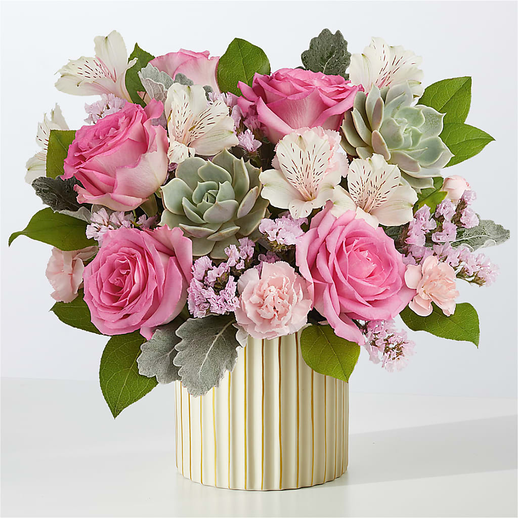 Dusty Rose Bouquet with Ivory Vase – Albertsons Floral #0199, Boise ID