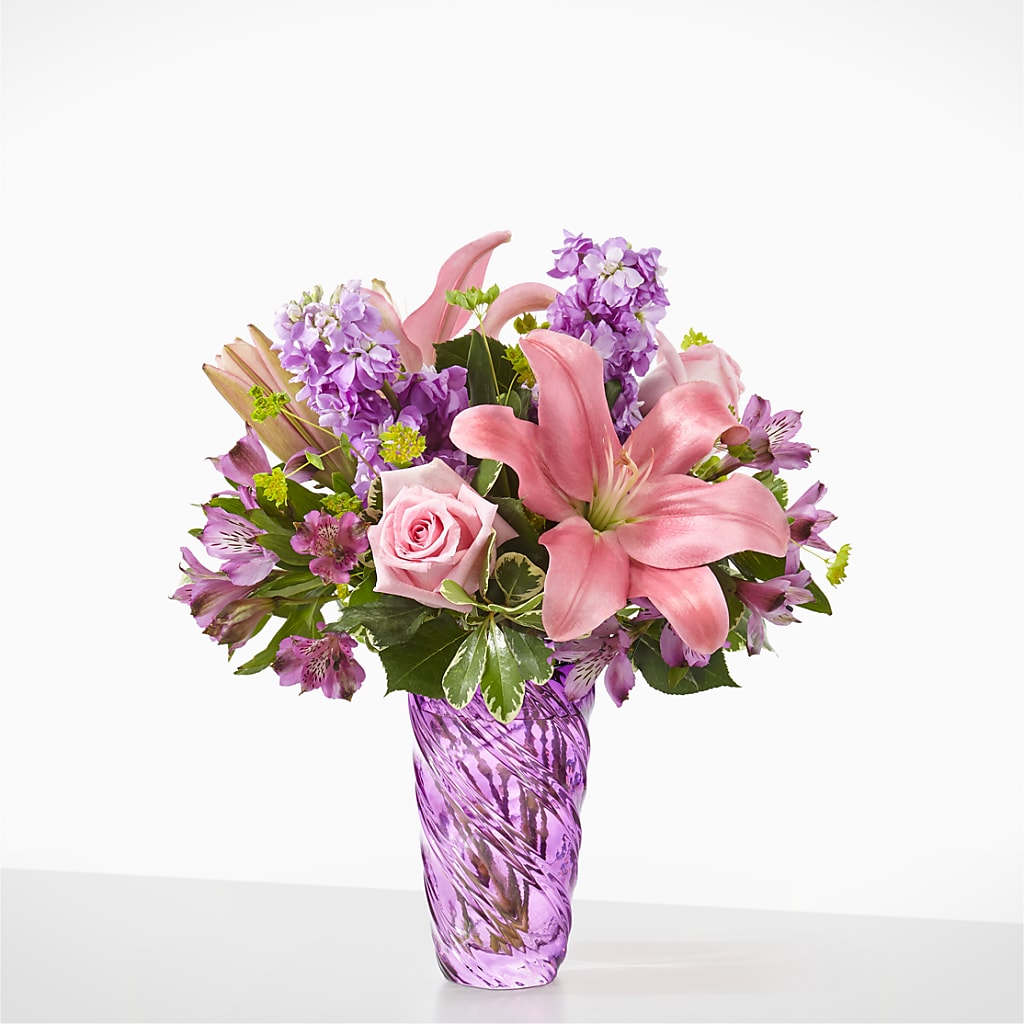 Precious Petals Bouquet with Luxe Swirl Vase – Albertsons Floral #0199, Boise ID