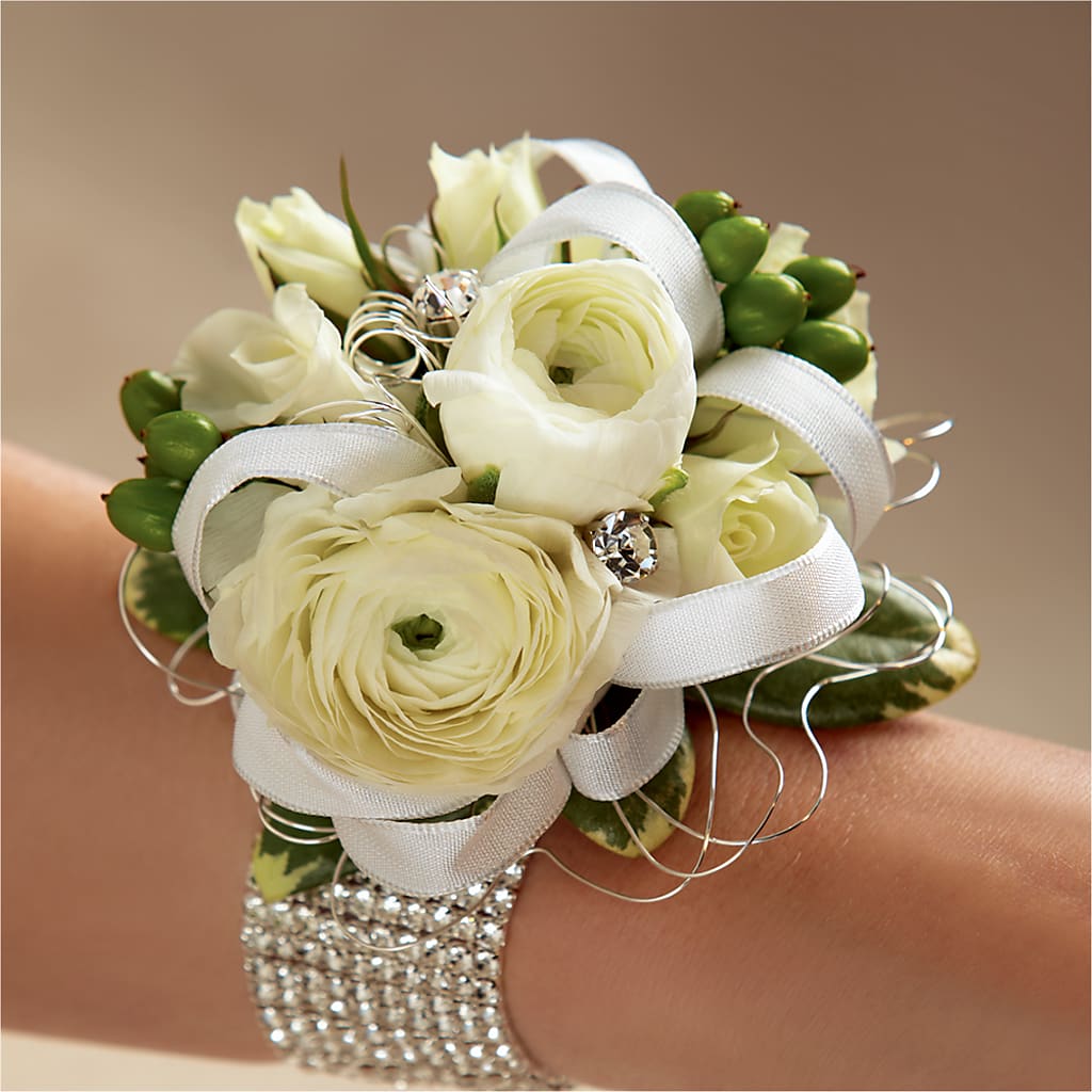 White Wedding Corsage – Albertsons Floral #0199, Boise ID